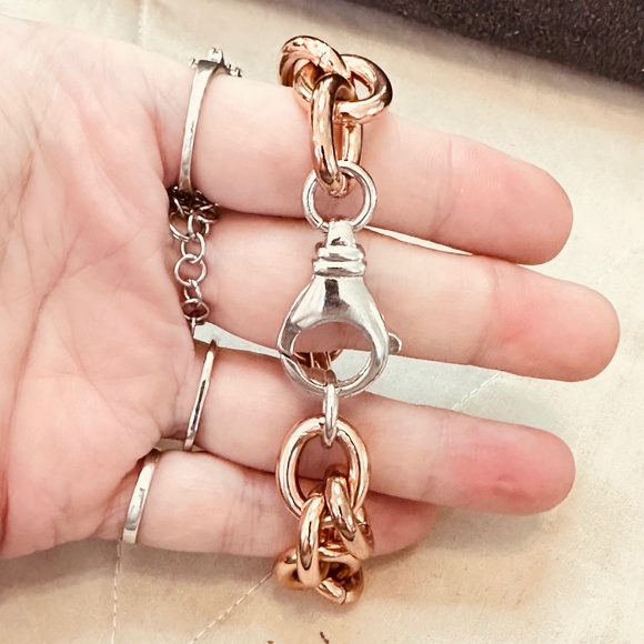 Diego & Massimo Made in Italy Rose Tone & Silver Tone Chain Link Bracelet - Picture 10 of 12